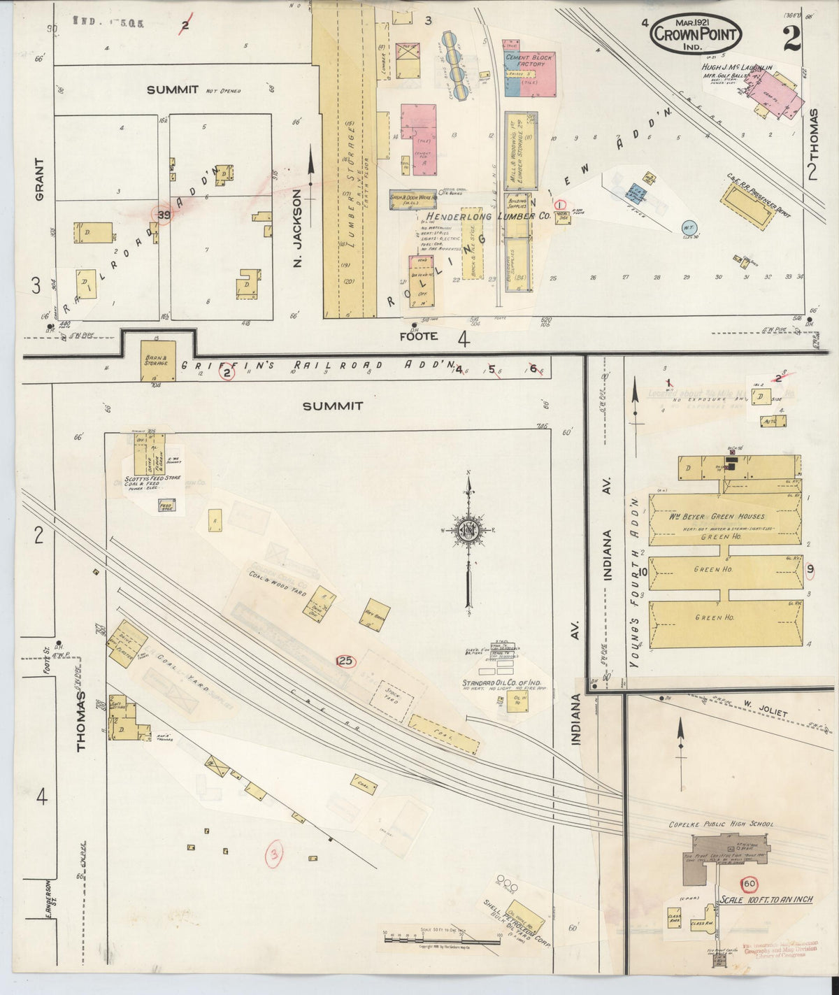 Sanborn Fire Insurance Map from Crown Point, Lake County, Indiana (1948), Sheet #0002 - Historic Sanborn Fire Insurance Map Print, vintage old map wall art, antique decor, genealogy gift, Indiana Indiana map