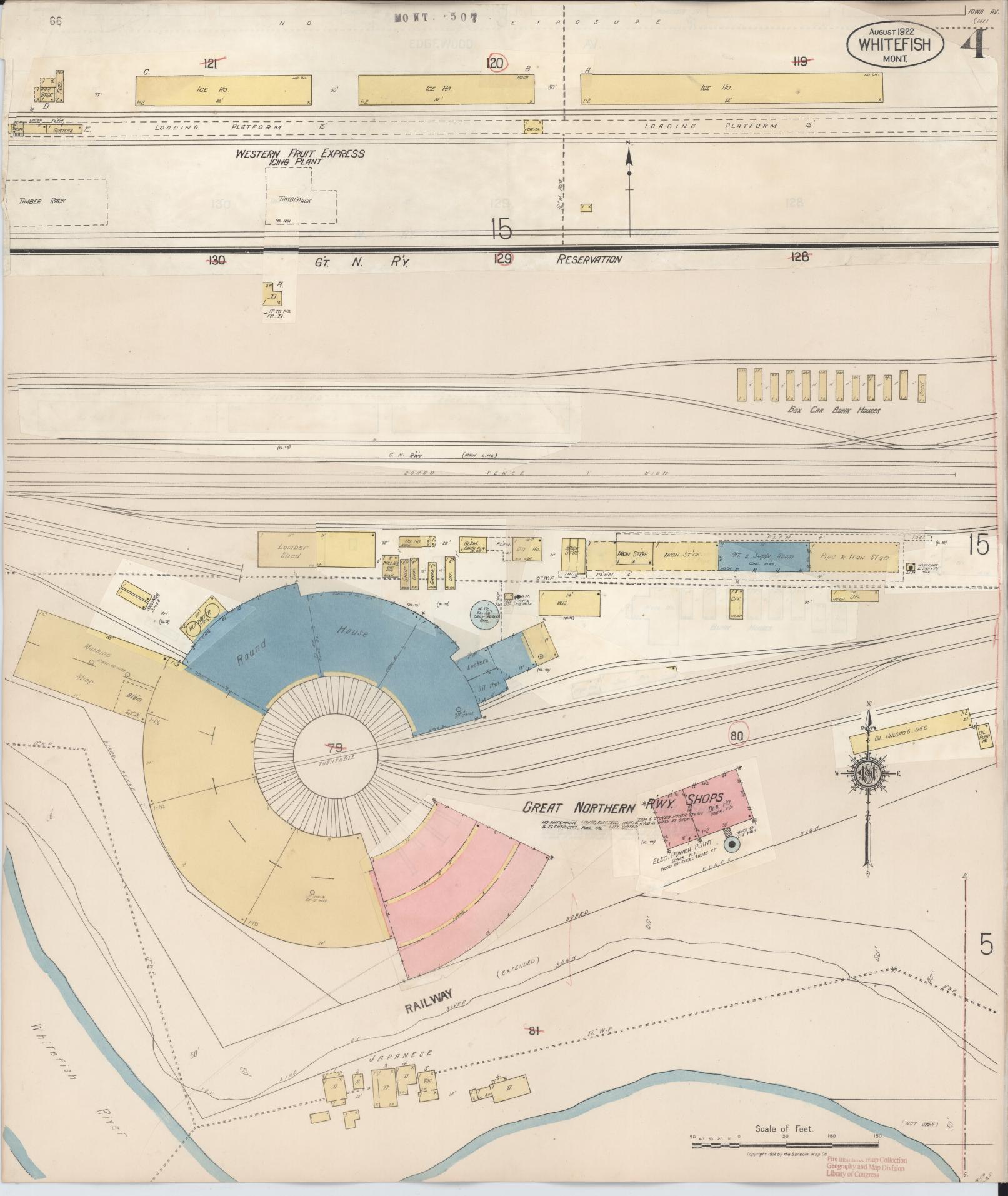 Sanborn Fire Insurance Map from Whitefish, Flathead County, Montana (1932), Sheet #0004 - Complete Map Set gallery image, historic Sanborn map, vintage wall art, Montana Montana