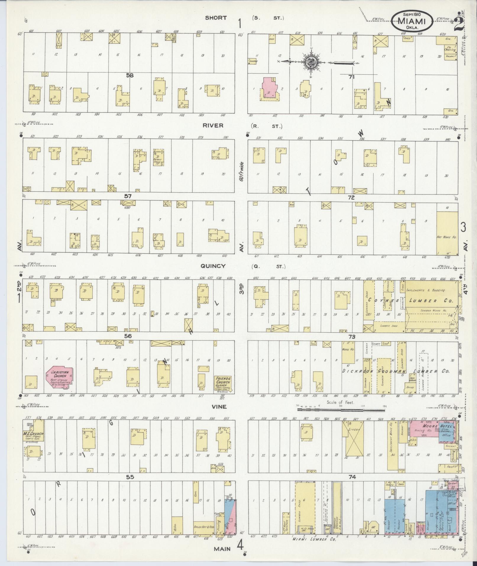 Sanborn Fire Insurance Map from Miami, Ottawa County, Oklahoma (1910), Sheet #0002 - Historic Sanborn Fire Insurance Map Print, vintage old map wall art, antique decor, genealogy gift, Oklahoma Oklahoma map