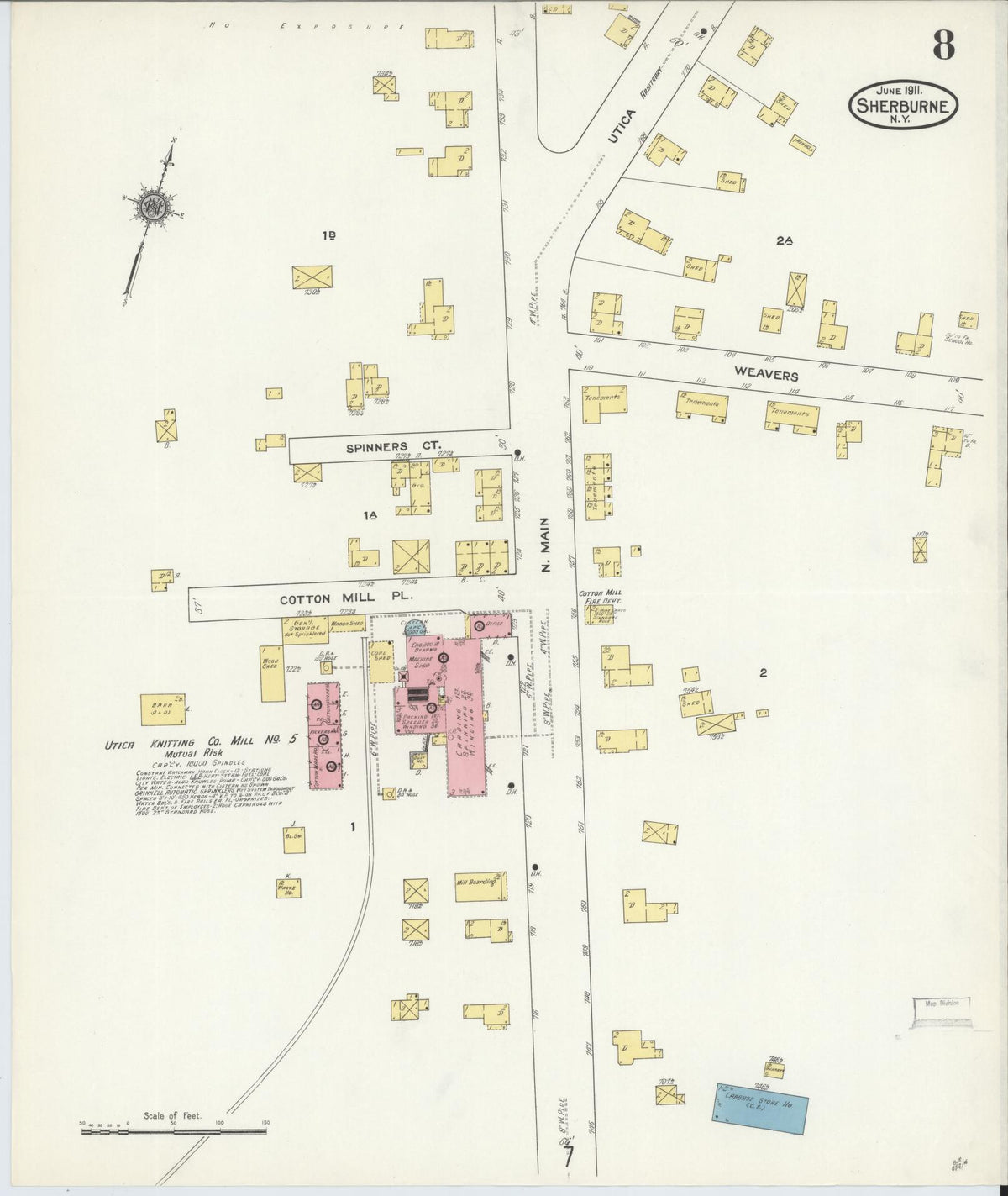 Sanborn Fire Insurance Map from Sherburne, Chenango County, New York (1911), Sheet #0008 - Complete Map Set gallery image, historic Sanborn map, vintage wall art, New York New York