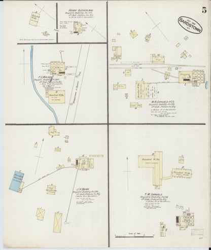 Sanborn Fire Insurance Map from Bardstown, Nelson County, Kentucky (1886), Sheet #0005 - Complete Map Set gallery image, historic Sanborn map, vintage wall art, Kentucky Kentucky