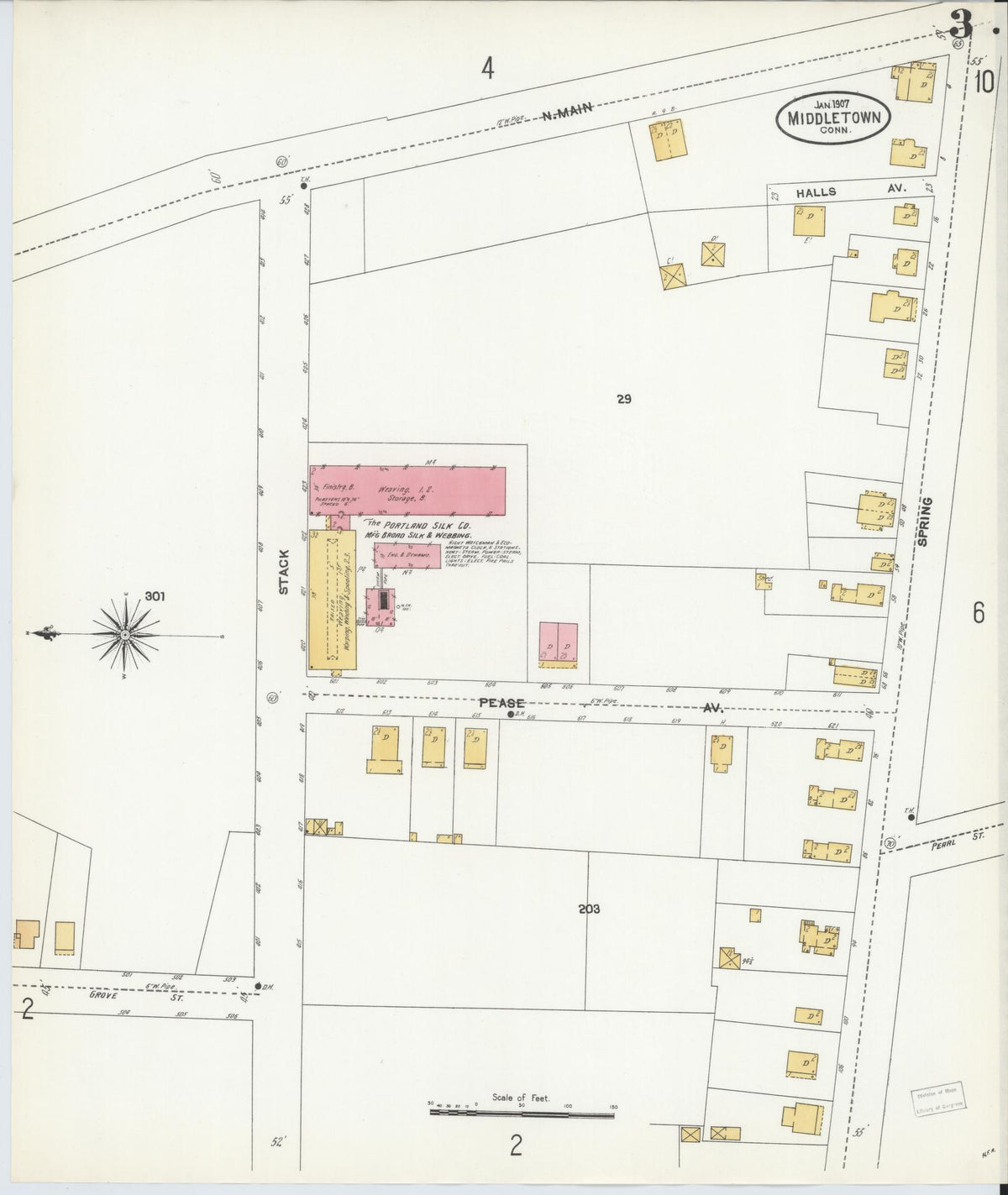 Sanborn Fire Insurance Map from Middletown, Middlesex County, Connecticut (1907), Sheet #0003 - Historic Sanborn Fire Insurance Map Print, vintage old map wall art, antique decor, genealogy gift, Connecticut Connecticut map