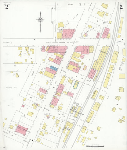 Sanborn Fire Insurance Map from Westby, Vernon County, Wisconsin (1938), Sheet #0002 - Complete Map Set gallery image, historic Sanborn map, vintage wall art, Wisconsin Wisconsin