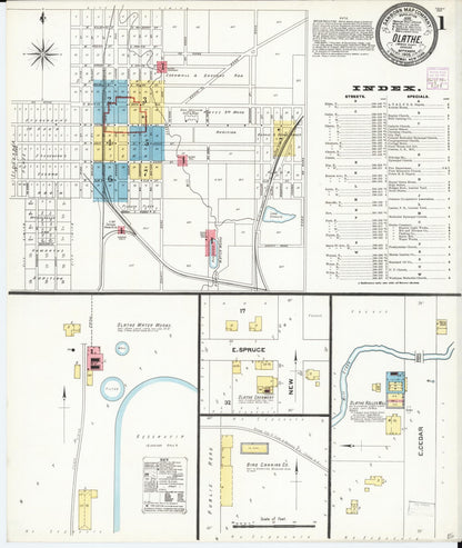 Sanborn Fire Insurance Map from Olathe, Johnson County, Kansas (1905), Sheet #0001 - Complete Map Set gallery image, historic Sanborn map, vintage wall art, Kansas Kansas