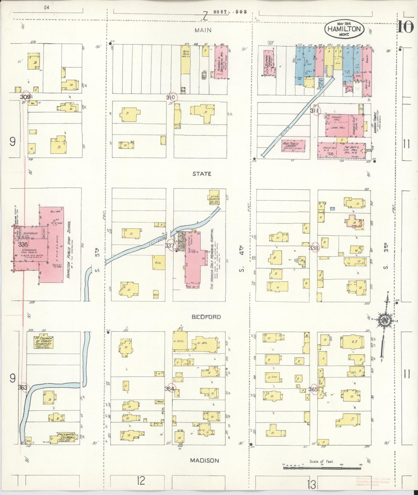 Sanborn Fire Insurance Map from Hamilton, Ravalli County, Montana (1944), Sheet #0010 - Complete Map Set gallery image, historic Sanborn map, vintage wall art, Montana Montana