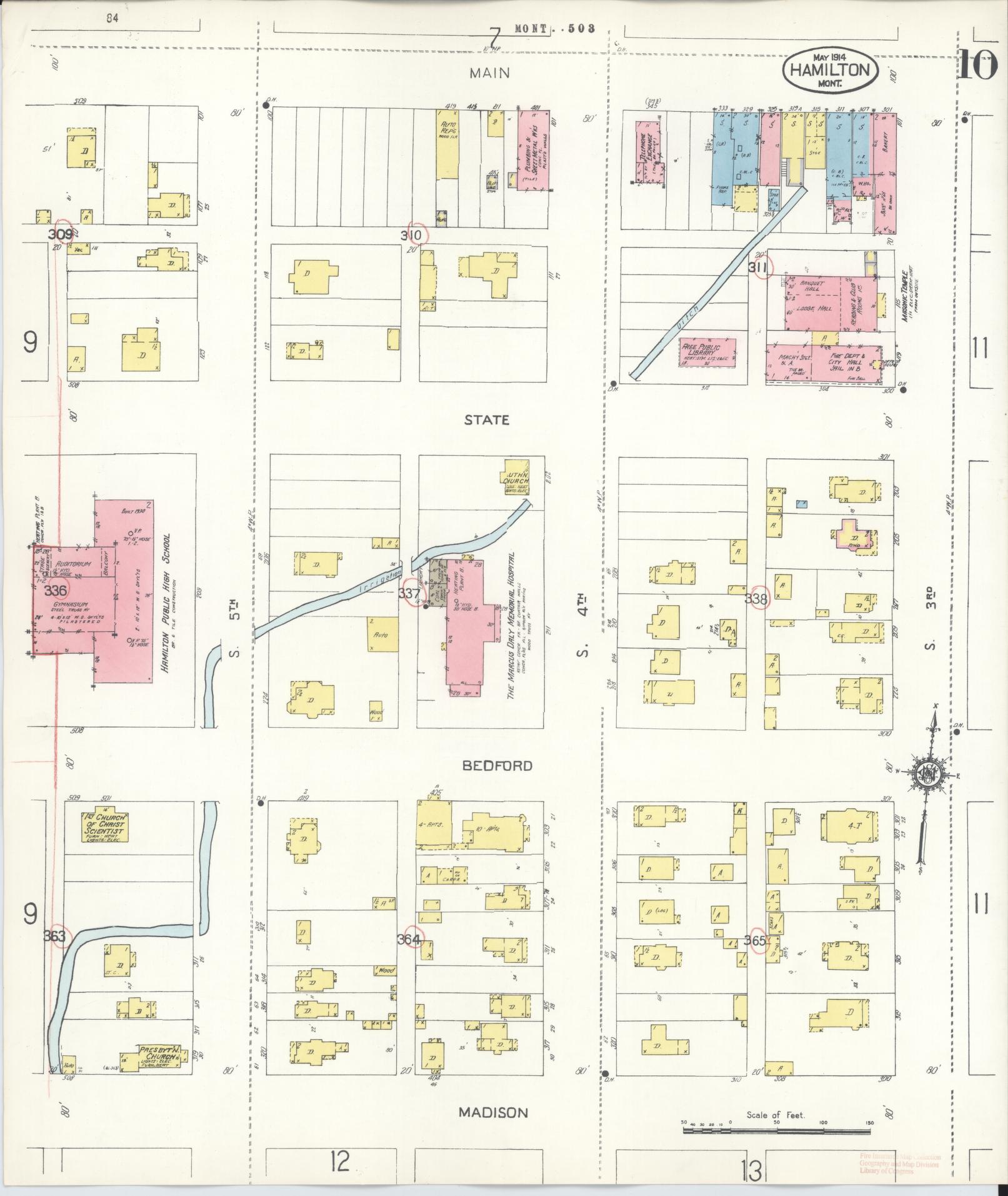 Sanborn Fire Insurance Map from Hamilton, Ravalli County, Montana (1944), Sheet #0010 - Complete Map Set gallery image, historic Sanborn map, vintage wall art, Montana Montana