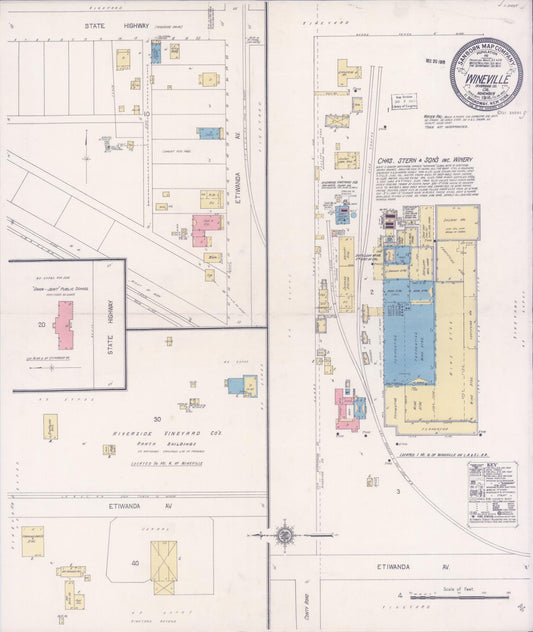 Sanborn Fire Insurance Map from Wineville, Riverside County, California. (1916) – Historic Sanborn Fire Insurance Map Print