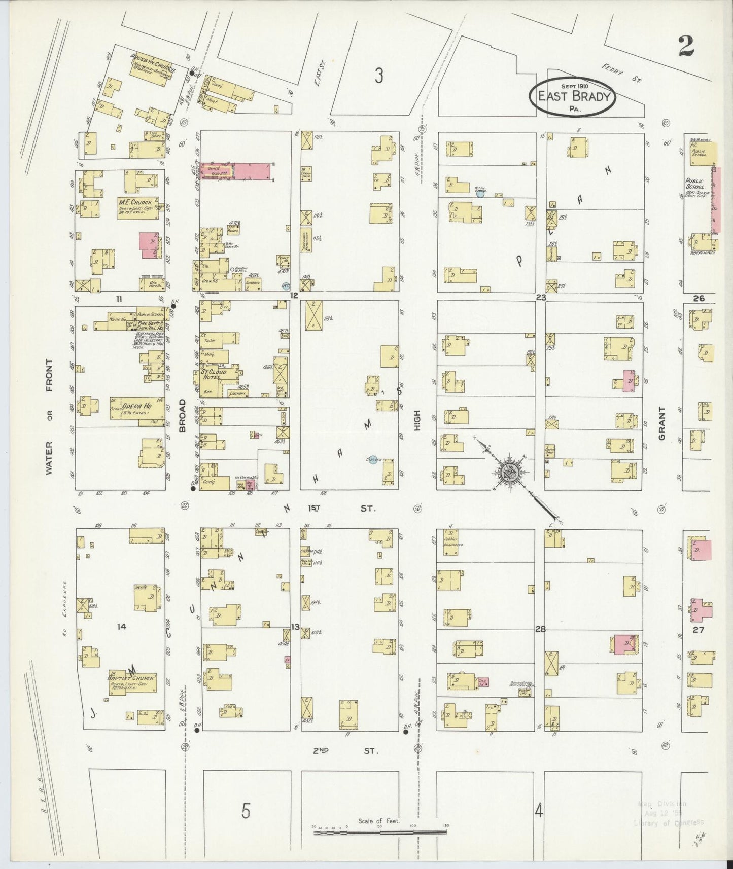 Sanborn Fire Insurance Map from East Brady, Clarion County, Pennsylvania (1910), Sheet #0002 - Historic Sanborn Fire Insurance Map Print, vintage old map wall art, antique decor, genealogy gift, Pennsylvania Pennsylvania map