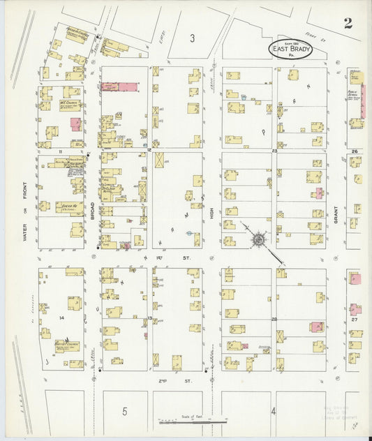 Sanborn Fire Insurance Map from East Brady, Clarion County, Pennsylvania (1910), Sheet #0002 - Historic Sanborn Fire Insurance Map Print, vintage old map wall art, antique decor, genealogy gift, Pennsylvania Pennsylvania map