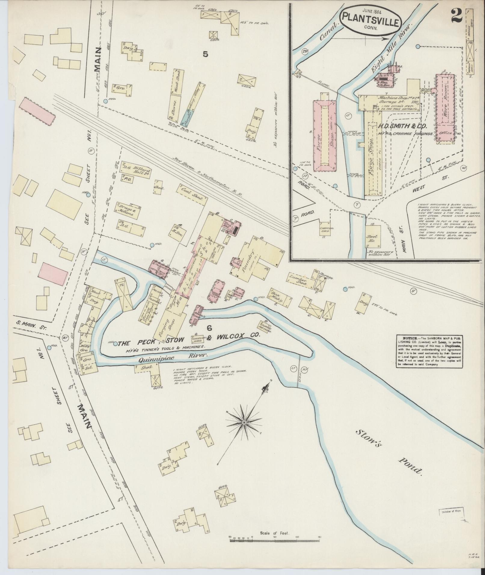 Sanborn Fire Insurance Map from Plantsville, Hartford County, Connecticut (1884), Sheet #0002 - Complete Map Set gallery image, historic Sanborn map, vintage wall art, Connecticut Connecticut