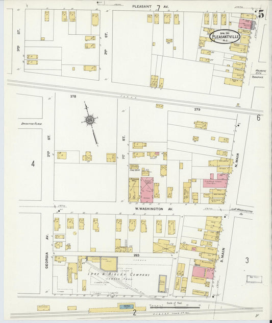 Sanborn Fire Insurance Map from Pleasantville, Atlantic County, New Jersey (1911), Sheet #0005 - Historic Sanborn Fire Insurance Map Print, vintage old map wall art, antique decor, genealogy gift, New Jersey New Jersey map