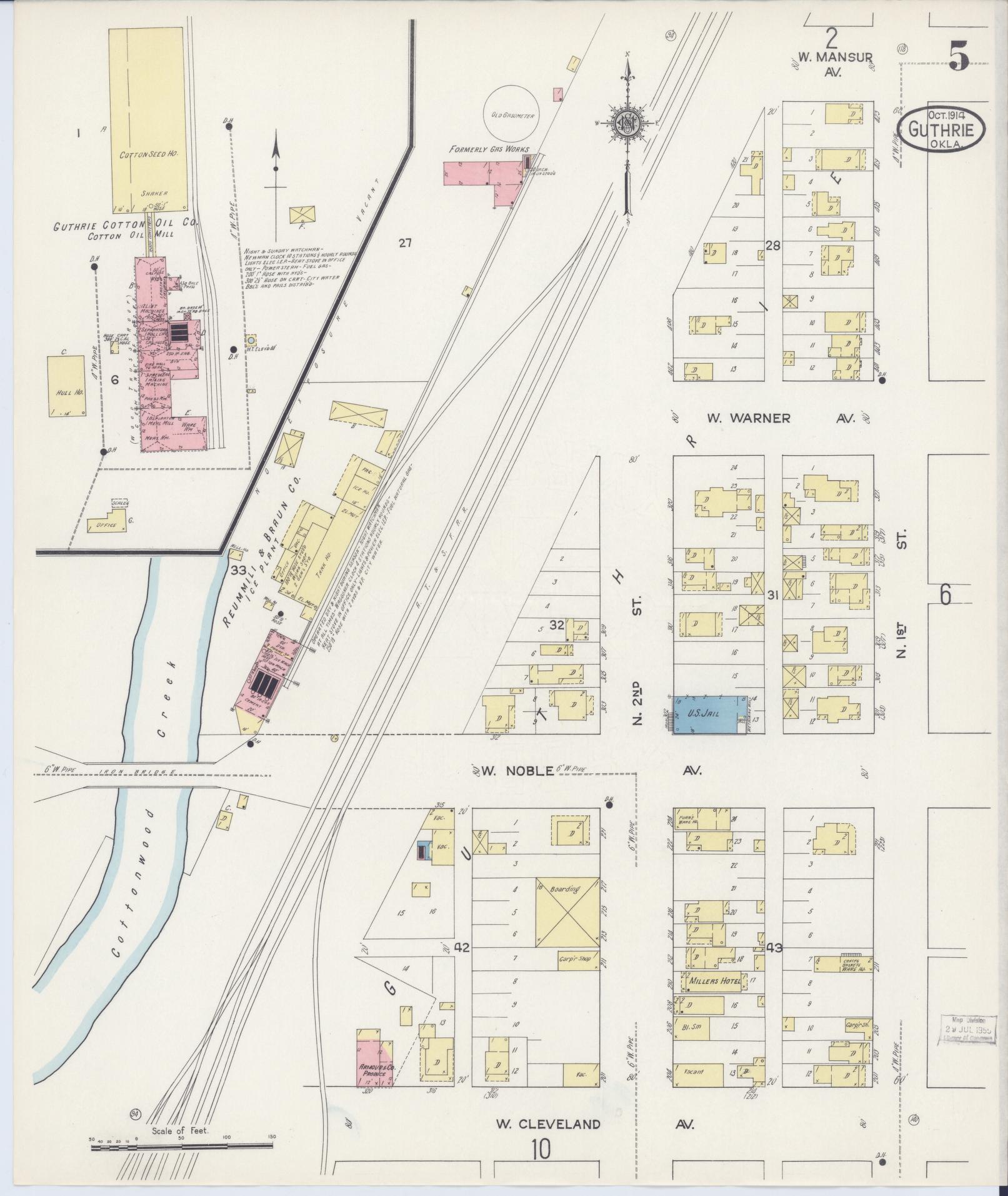 Sanborn Fire Insurance Map from Guthrie, Logan County, Oklahoma (1914), Sheet #0005 - Complete Map Set gallery image, historic Sanborn map, vintage wall art, Oklahoma Oklahoma