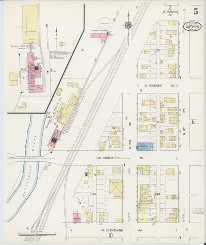 Sanborn Fire Insurance Map from Guthrie, Logan County, Oklahoma (1914), Sheet #0005 - Complete Map Set gallery image, historic Sanborn map, vintage wall art, Oklahoma Oklahoma