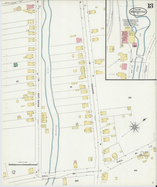 Sanborn Fire Insurance Map from Mechanicville, Saratoga County, New York (1904), Sheet #0012 - Historic Sanborn Fire Insurance Map Print, vintage old map wall art, antique decor, genealogy gift, New York New York map