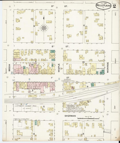 Sanborn Fire Insurance Map from Belle Plaine, Benton County, Iowa (1888), Sheet #0002 - Historic Sanborn Fire Insurance Map Print