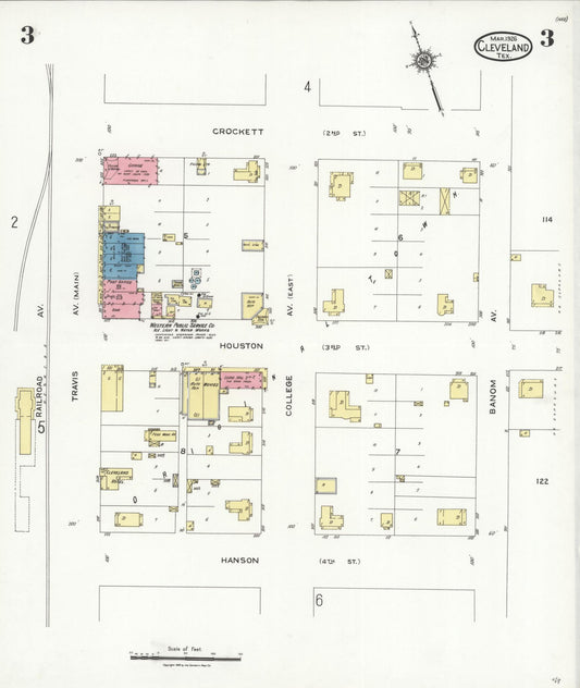 Sanborn Fire Insurance Map from Cleveland, Liberty County, Texas (1926), Sheet #0003 - Historic Sanborn Fire Insurance Map Print, vintage old map wall art, antique decor, genealogy gift, Texas Texas map