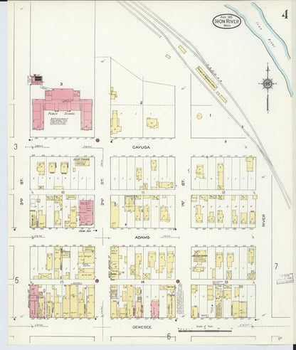 Sanborn Fire Insurance Map from Iron River, Iron County, Michigan (1913), Sheet #0004 - Complete Map Set gallery image, historic Sanborn map, vintage wall art, Michigan Michigan
