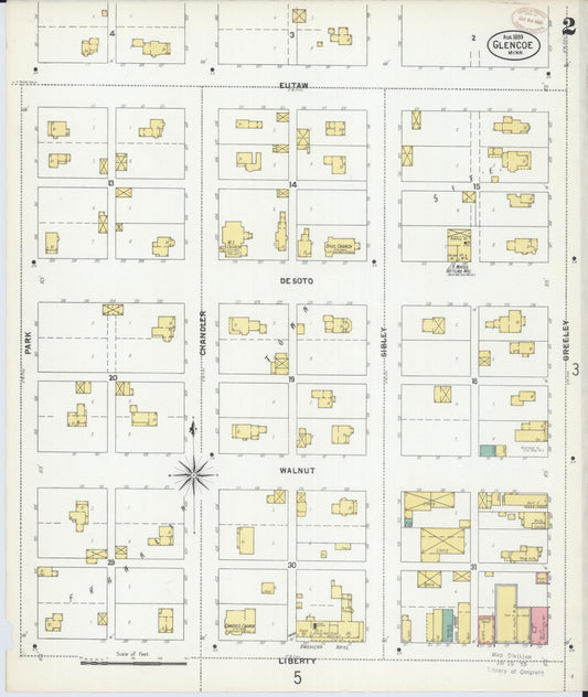 Sanborn Fire Insurance Map from Glencoe, Mcleod County, Minnesota (1899), Sheet #0002 - Historic Sanborn Fire Insurance Map Print, vintage old map wall art, antique decor, genealogy gift, Minnesota Minnesota map