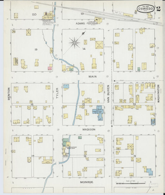 Sanborn Fire Insurance Map from Oswego, Kendall County, Illinois (1892), Sheet #0002 - Historic Sanborn Fire Insurance Map Print, vintage old map wall art, antique decor, genealogy gift, Illinois Illinois map
