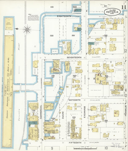 Sanborn Fire Insurance Map from Astoria, Clatsop County, Oregon (1896), Sheet #0011 - Complete Map Set gallery image, historic Sanborn map, vintage wall art, Oregon Oregon