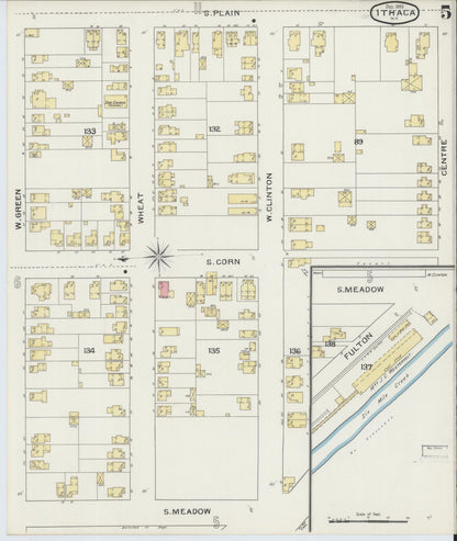 Sanborn Fire Insurance Map from Ithaca, Tompkins County, New York (1893), Sheet #0005 - Complete Map Set gallery image, historic Sanborn map, vintage wall art, New York New York