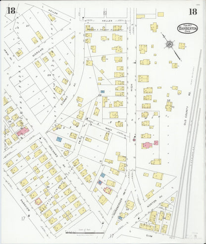 Sanborn Fire Insurance Map from Barberton, Summit County, Ohio (1927), Sheet #0018 - Complete Map Set gallery image, historic Sanborn map, vintage wall art, Ohio Ohio