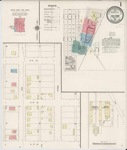 Sanborn Fire Insurance Map from Milford, Beaver County, Utah (1917), Sheet #0001 - Complete Map Set gallery image, historic Sanborn map, vintage wall art, Utah Utah