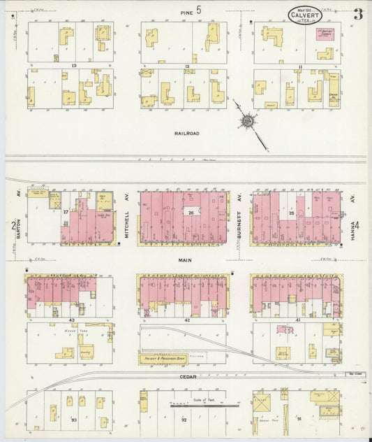Sanborn Fire Insurance Map from Calvert, Robertson County, Texas (1911), Sheet #0003 - Historic Sanborn Fire Insurance Map Print, vintage old map wall art, antique decor, genealogy gift, Texas Texas map