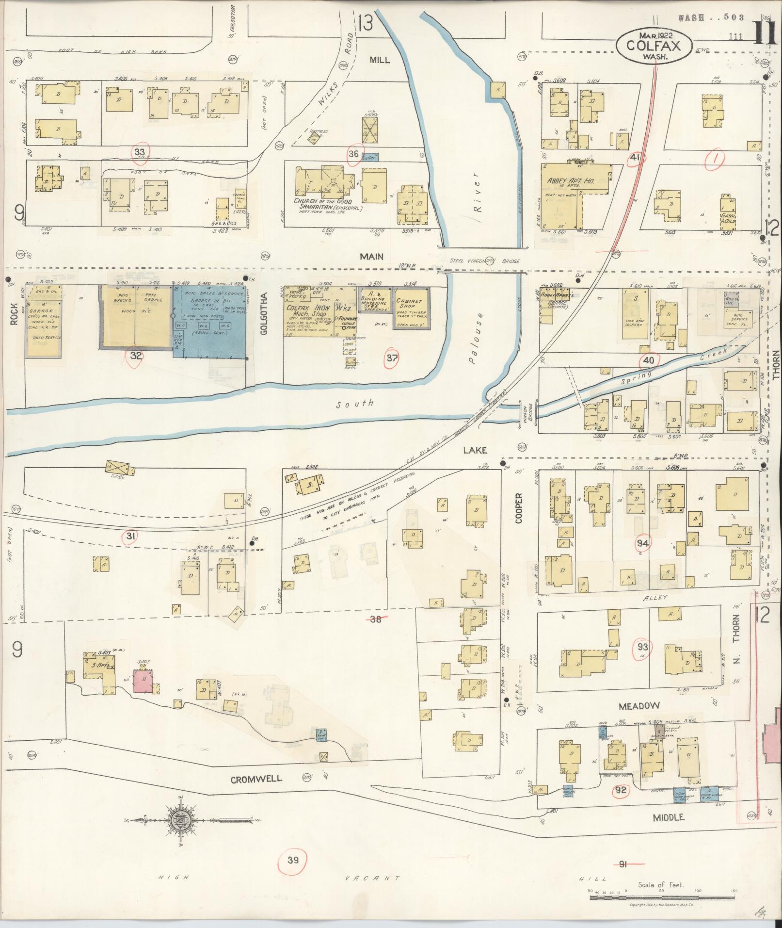 Sanborn Fire Insurance Map from Colfax, Whitman County, Washington (1939), Sheet #0011 - Complete Map Set gallery image, historic Sanborn map, vintage wall art, Washington Washington