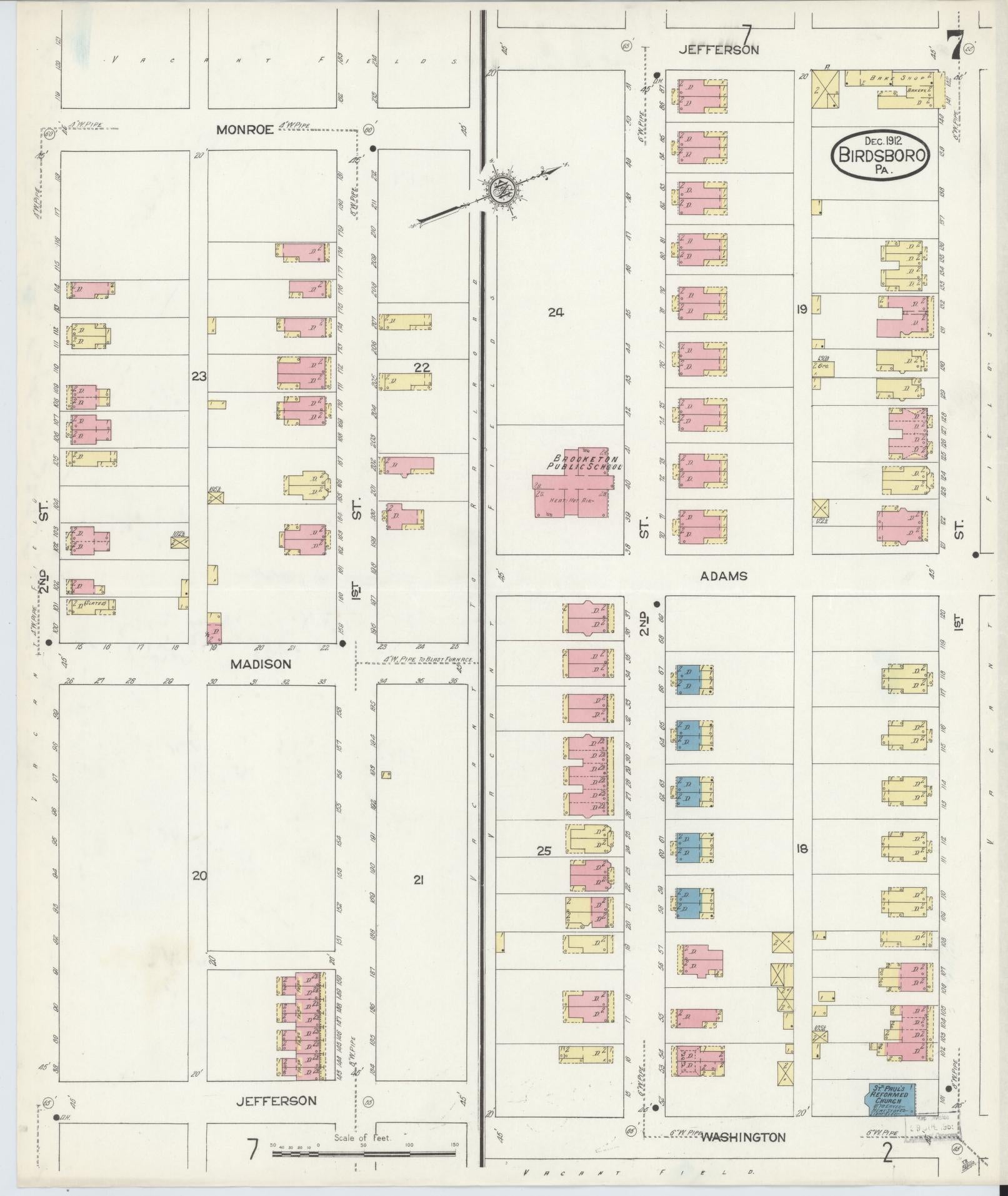 Sanborn Fire Insurance Map from Birdsboro, Berks County, Pennsylvania (1912), Sheet #0007 - Complete Map Set gallery image, historic Sanborn map, vintage wall art, Pennsylvania Pennsylvania