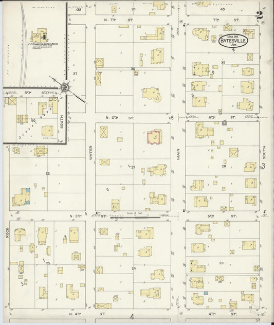 Sanborn Fire Insurance Map from Batesville, Independence County, Arkansas (1914), Sheet #0002 - Historic Sanborn Fire Insurance Map Print, vintage old map wall art, antique decor, genealogy gift, Arkansas Arkansas map