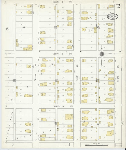 Sanborn Fire Insurance Map from Elwood, Madison County, Indiana (1916), Sheet #0002 - Complete Map Set gallery image, historic Sanborn map, vintage wall art, Indiana Indiana