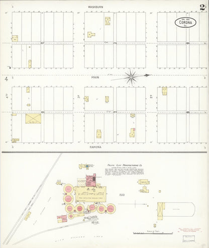Sanborn Fire Insurance Map from Corona, Riverside County, California (1900), Sheet #0002 - Complete Map Set gallery image, historic Sanborn map, vintage wall art, California California