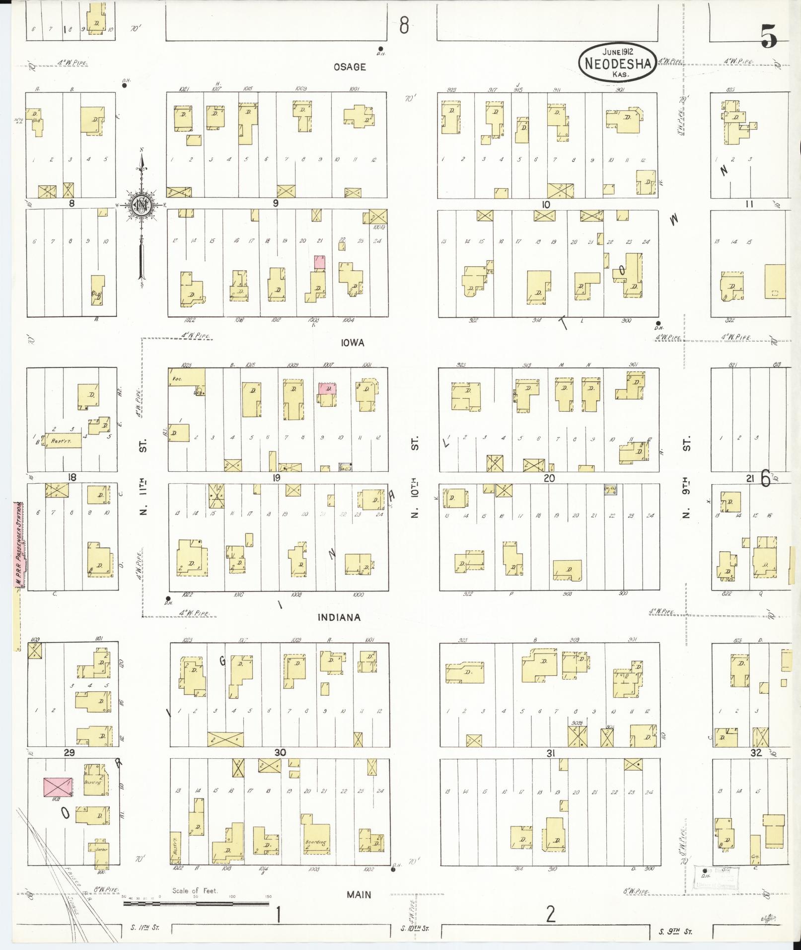 Sanborn Fire Insurance Map from Neodesha, Wilson County, Kansas (1912), Sheet #0005 - Complete Map Set gallery image, historic Sanborn map, vintage wall art, Kansas Kansas