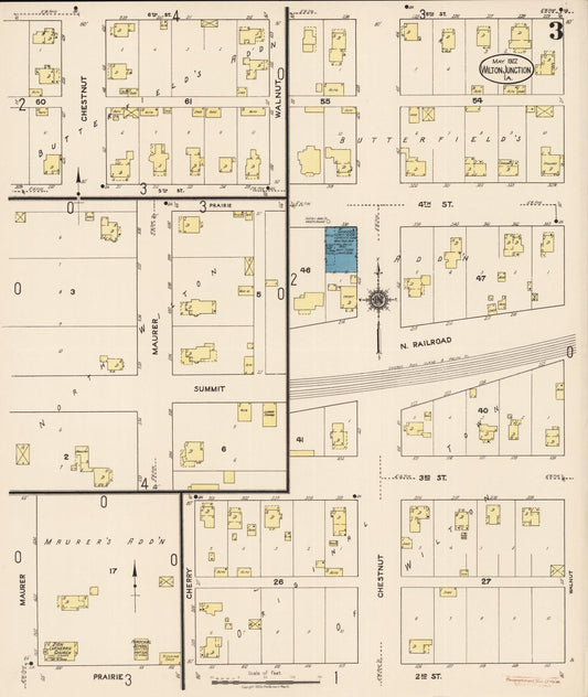 Sanborn Fire Insurance Map from Wilton Junction, Muscatine County, Iowa (1922), Sheet #0003 - Historic Sanborn Fire Insurance Map Print, vintage old map wall art