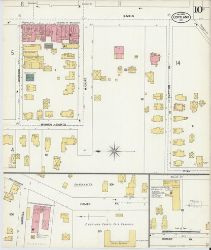 Sanborn Fire Insurance Map from Cortland, Cortland County, New York (1902), Sheet #0010 - Historic Sanborn Fire Insurance Map Print, vintage old map wall art, antique decor, genealogy gift, New York New York map