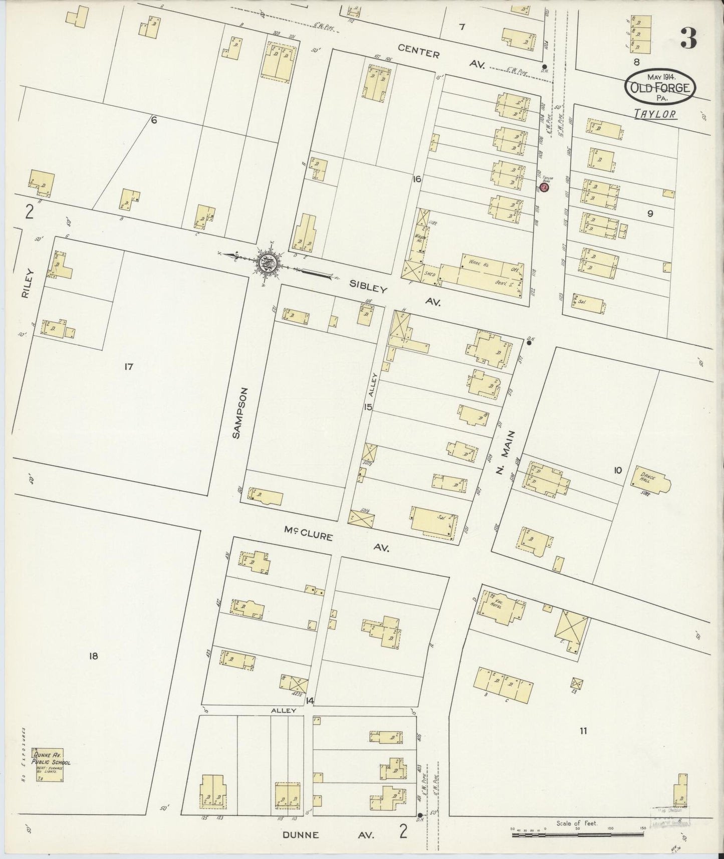 Sanborn Fire Insurance Map from Old Forge, Lackawanna County, Pennsylvania (1914), Sheet #0003 - Complete Map Set gallery image, historic Sanborn map, vintage wall art, Pennsylvania Pennsylvania