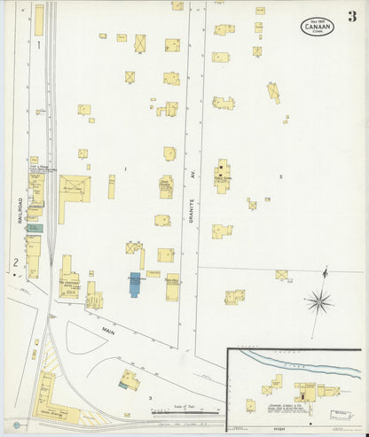 Sanborn Fire Insurance Map from Canaan, Litchfield County, Connecticut (1909), Sheet #0003 - Complete Map Set gallery image, historic Sanborn map, vintage wall art, Connecticut Connecticut