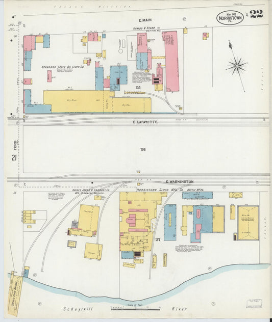Sanborn Fire Insurance Map from Norristown, Montgomery County, Pennsylvania (1902), Sheet #0022 - Historic Sanborn Fire Insurance Map Print, vintage old map wall art, antique decor, genealogy gift, Pennsylvania Pennsylvania map