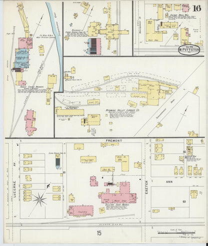 Sanborn Fire Insurance Map from Pittston, Luzerne County, Pennsylvania (1896), Sheet #0016 - Historic Sanborn Fire Insurance Map Print, vintage old map wall art, antique decor, genealogy gift, Pennsylvania Pennsylvania map