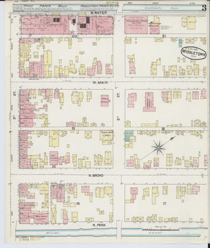 Sanborn Fire Insurance Map from Middletown, Butler County, Ohio (1890), Sheet #0003 - Historic Sanborn Fire Insurance Map Print, vintage old map wall art, antique decor, genealogy gift, Ohio Ohio map