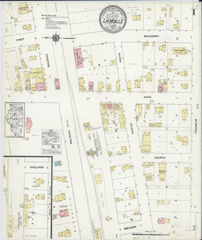 Sanborn Fire Insurance Map from La Moille, Bureau County, Illinois (1913), Sheet #0001 - Complete Map Set gallery image, historic Sanborn map, vintage wall art, Illinois Illinois