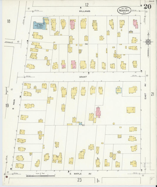 Sanborn Fire Insurance Map from Newark, Wayne County, New York (1912), Sheet #0020 - Historic Sanborn Fire Insurance Map Print, vintage old map wall art, antique decor, genealogy gift, New York New York map