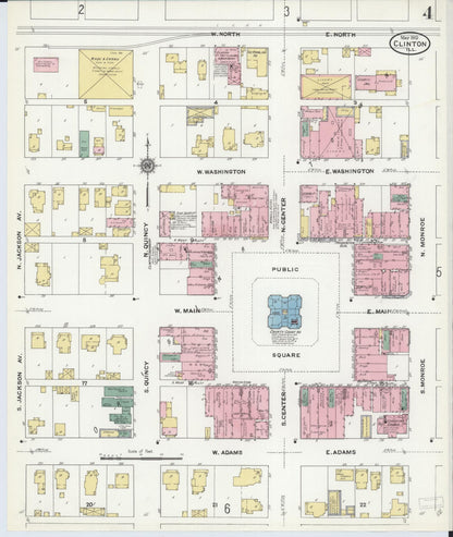 Sanborn Fire Insurance Map from Clinton, De Witt County, Illinois (1910), Sheet #0004 - Historic Sanborn Fire Insurance Map Print, vintage old map wall art, antique decor, genealogy gift, Illinois Illinois map