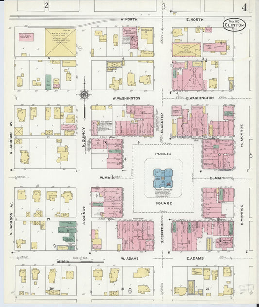 Sanborn Fire Insurance Map from Clinton, De Witt County, Illinois (1910), Sheet #0004 - Historic Sanborn Fire Insurance Map Print, vintage old map wall art, antique decor, genealogy gift, Illinois Illinois map