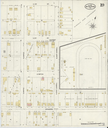 Sanborn Fire Insurance Map from Mount Vernon, Posey County, Indiana (1907), Sheet #0019 - Historic Sanborn Fire Insurance Map Print, vintage old map wall art, antique decor, genealogy gift, Indiana Indiana map