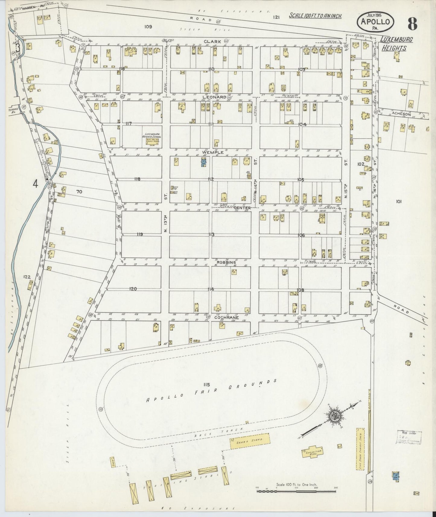 Sanborn Fire Insurance Map from Apollo, Armstrong County, Pennsylvania (1915), Sheet #0008 - Historic Sanborn Fire Insurance Map Print, vintage old map wall art, antique decor, genealogy gift, Pennsylvania Pennsylvania map