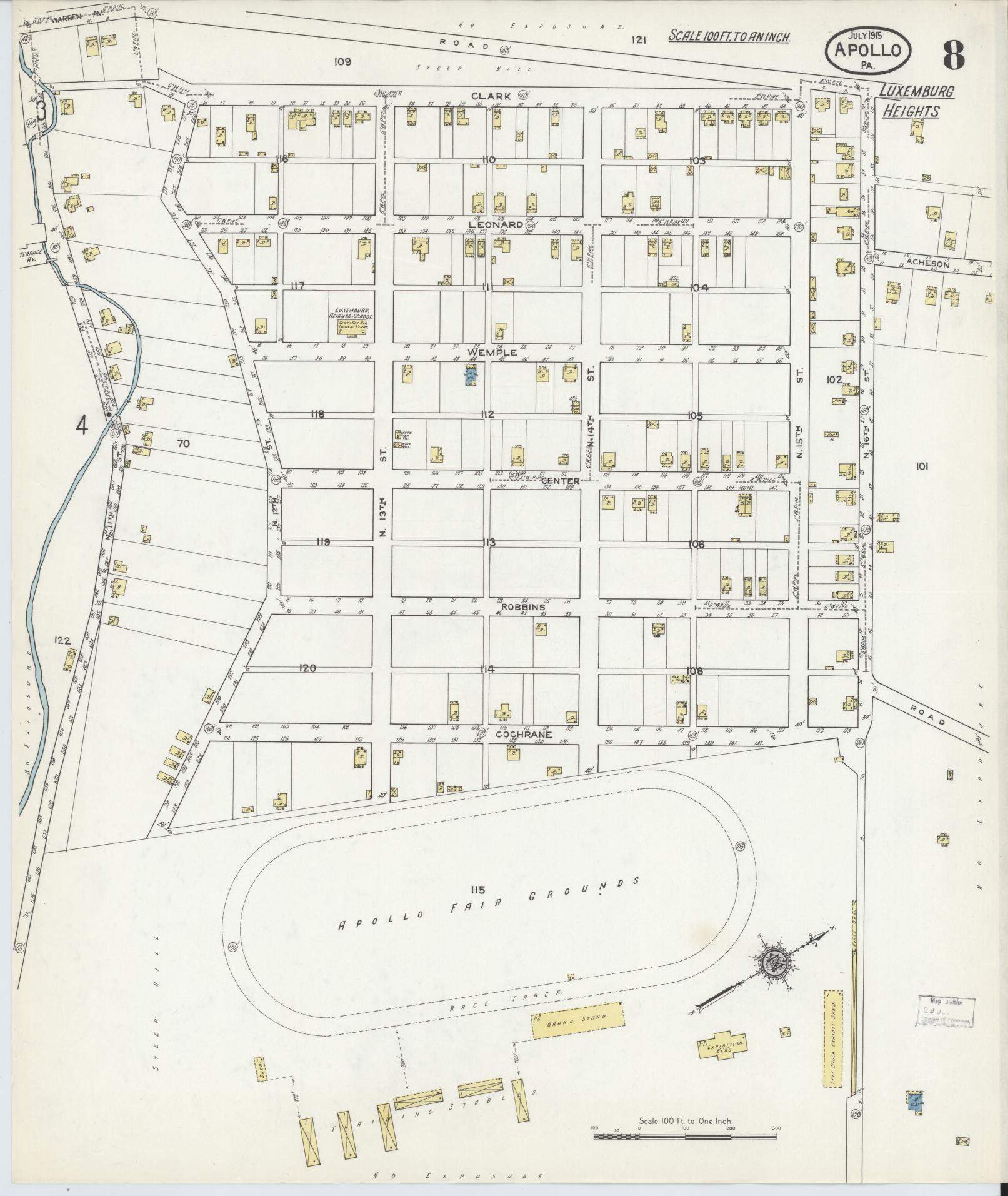 Sanborn Fire Insurance Map from Apollo, Armstrong County, Pennsylvania (1915), Sheet #0008 - Historic Sanborn Fire Insurance Map Print, vintage old map wall art, antique decor, genealogy gift, Pennsylvania Pennsylvania map