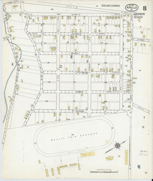Sanborn Fire Insurance Map from Apollo, Armstrong County, Pennsylvania (1915), Sheet #0008 - Historic Sanborn Fire Insurance Map Print, vintage old map wall art, antique decor, genealogy gift, Pennsylvania Pennsylvania map