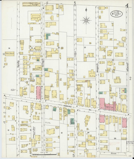 Sanborn Fire Insurance Map from Biloxi, Harrison County, Mississippi (1898), Sheet #0004 - Historic Sanborn Fire Insurance Map Print, vintage old map wall art, antique decor, genealogy gift, Mississippi Mississippi map